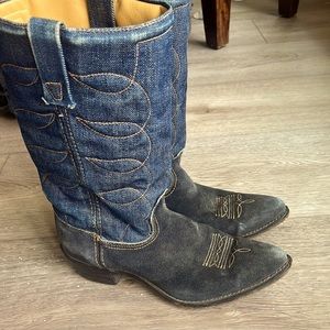 vintage Acme denim cowboy boots